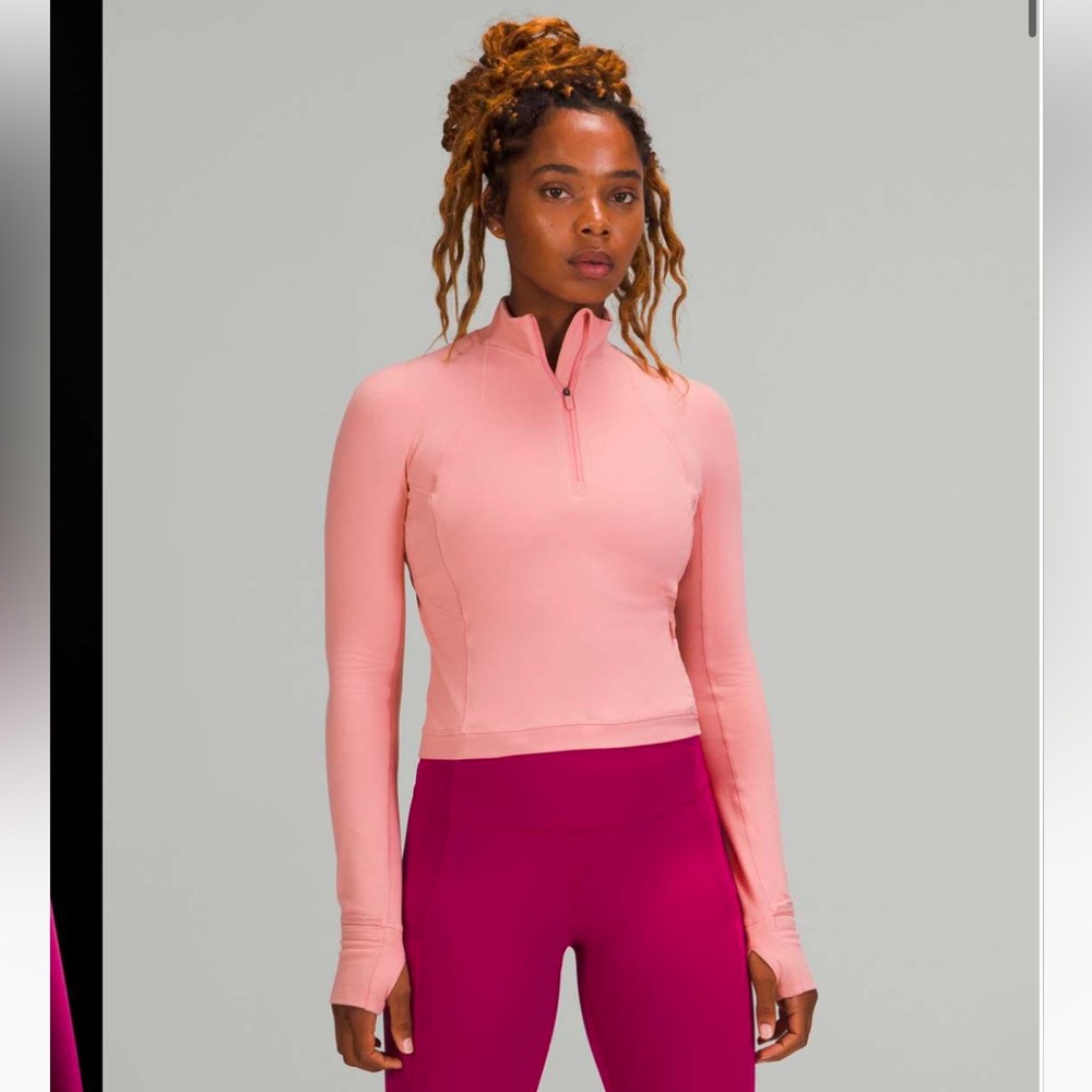 Lululemon Its Rulu Run Cropped Half-Zip *Pink Puff size 8
